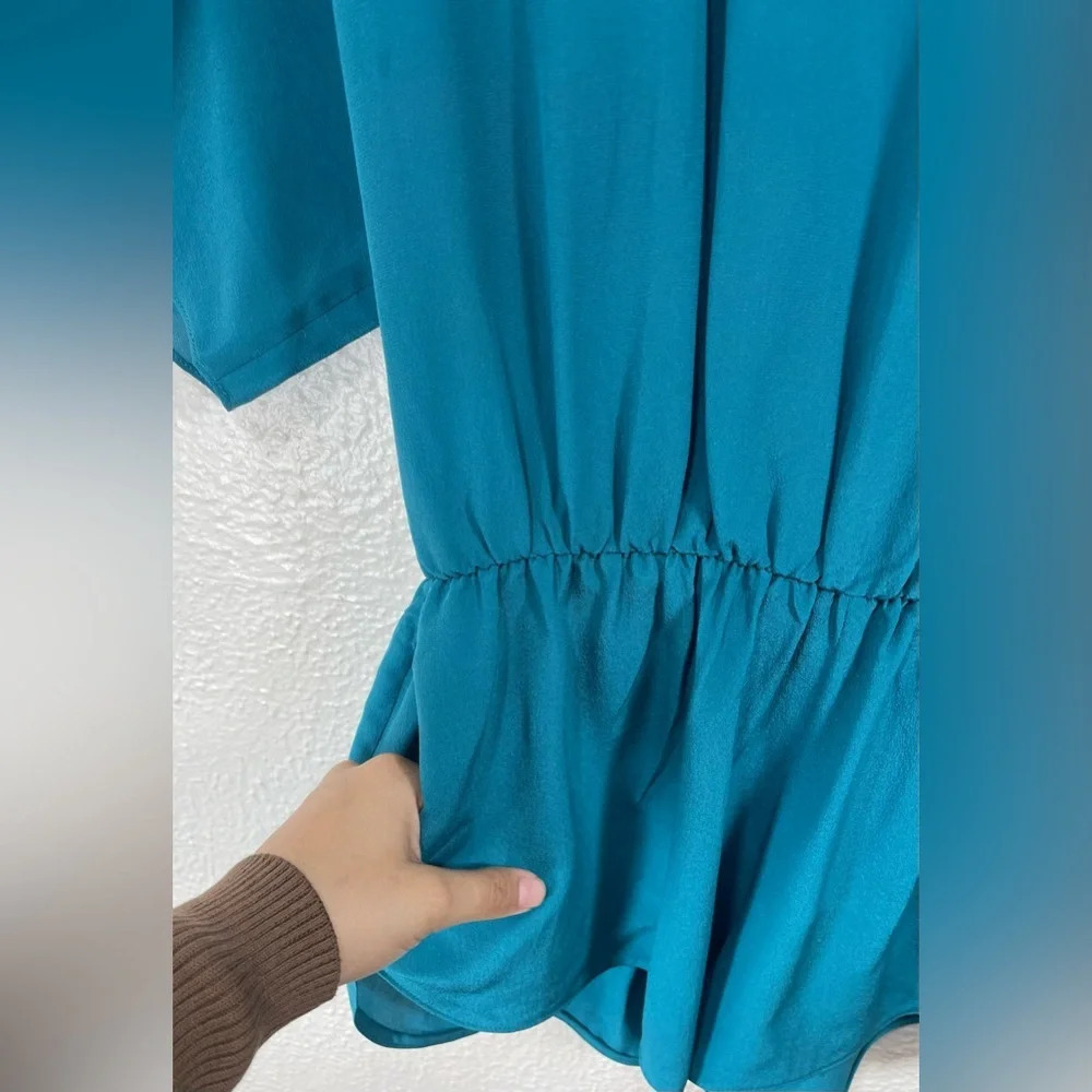 Haute Hippie 100% Silk Romper in Aquamarine Women’s M Boho Summer Lightweight - Picture 8 of 16